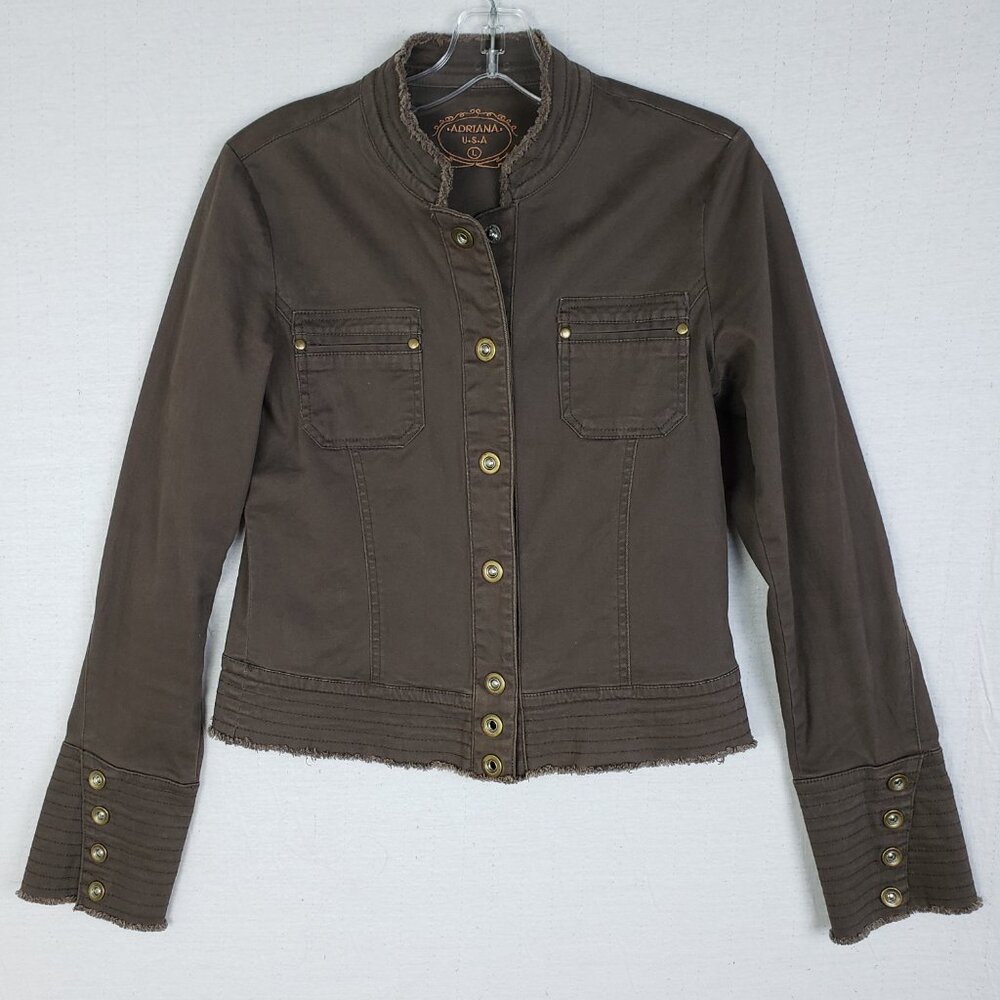 Vintage Y2K Adriana USA Army Style Jacket Military Utility Snap Buttons size L - Picture 14 of 14